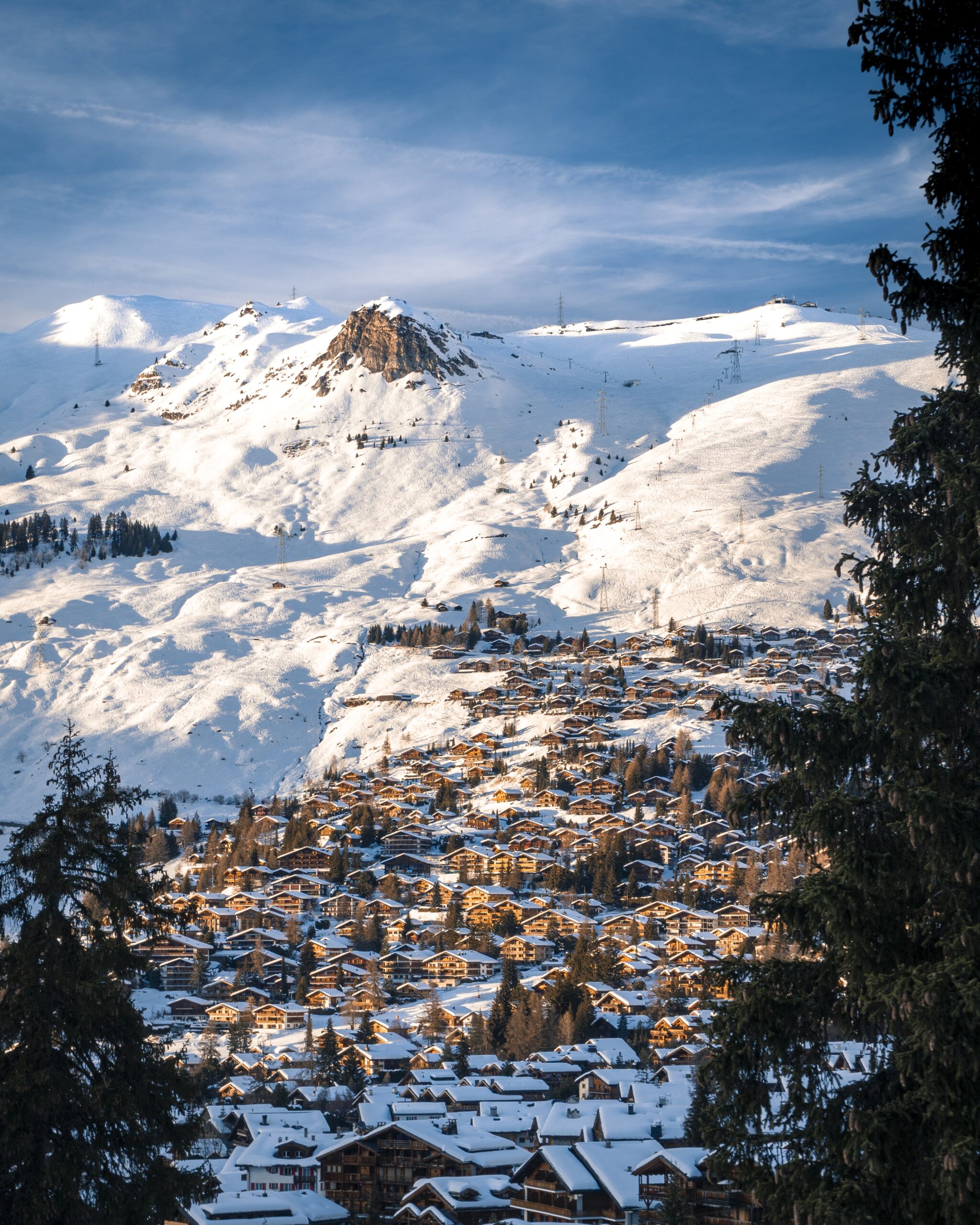 sunset over verbier switzerland